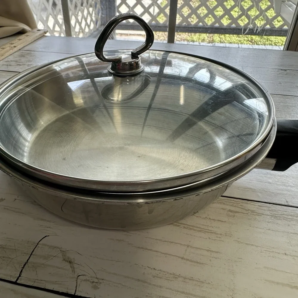 5 Piece Lifetime T304 Stainless Steel Custom Designed Pans 3 Pans LIDS NOT ORIGI